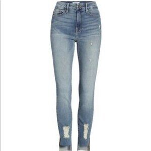 Good American Good Legs Jeans Skinny Distressed Raw Hem Size 6/28